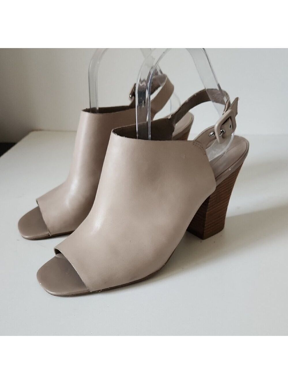 FRANCO SARTO | Open Toe Slingback Chunky Heels Taupe Brown Sz 9M